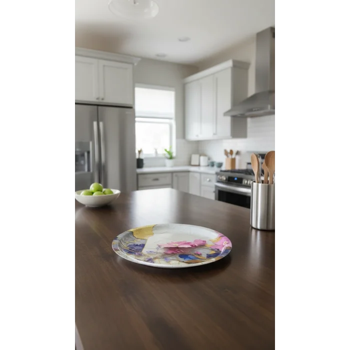 Nishev Premium 35 cm Metal Yuvarlak Tepsi – Özel Tasarım