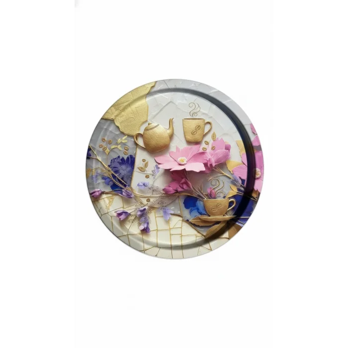 Nishev Premium 35 cm Metal Yuvarlak Tepsi – Özel Tasarım