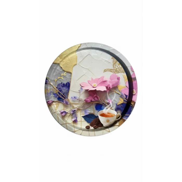 Nishev Premium 35 cm Metal Yuvarlak Tepsi – Özel Tasarım