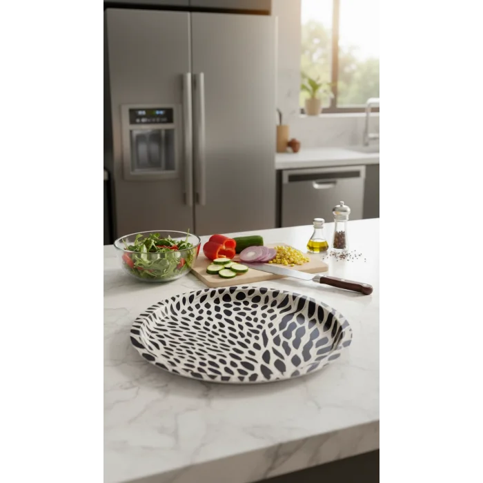 Premium 35 cm Metal Yuvarlak Dekoratif Tepsi – Özel Tasarım