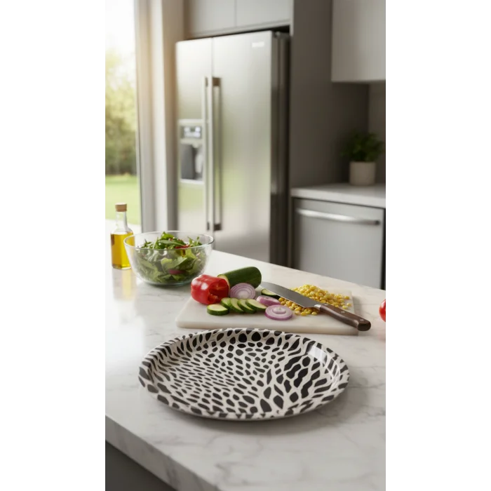 Premium 35 cm Metal Yuvarlak Dekoratif Tepsi – Özel Tasarım