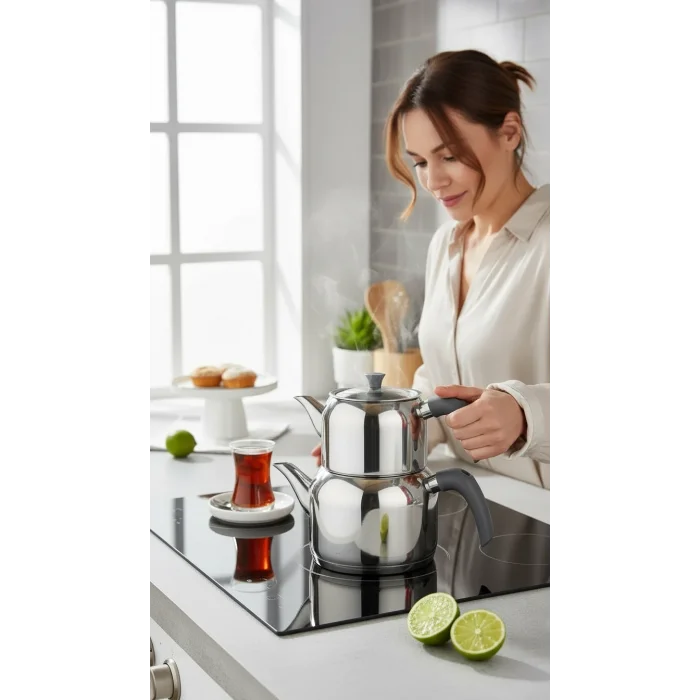 Delux Soft Elite 4 Parça Çaydanlık Takımı – Mini Boy Antrasit