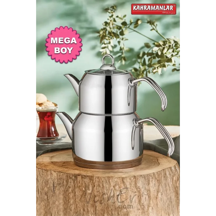 Delux Premium 4 Parça Çaydanlık Seti – Mega Boy Platin