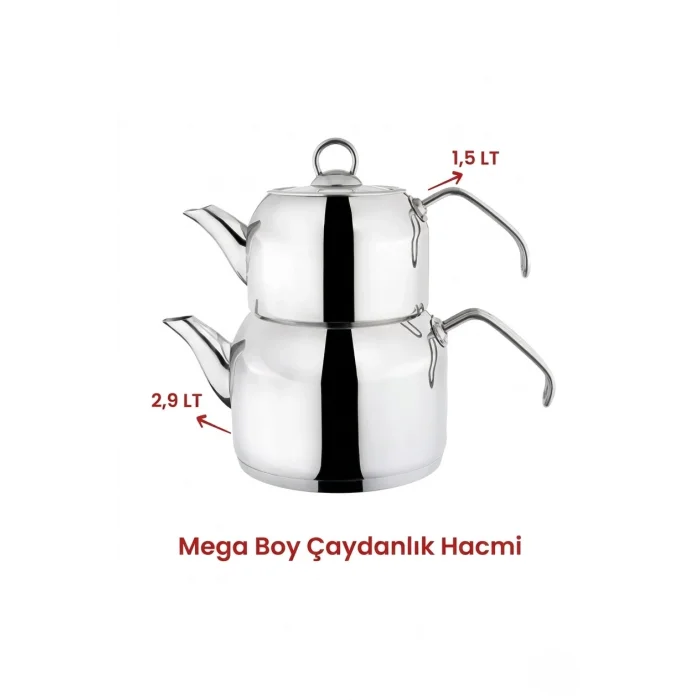 Delux Premium 4 Parça Çaydanlık Seti – Mega Boy Platin