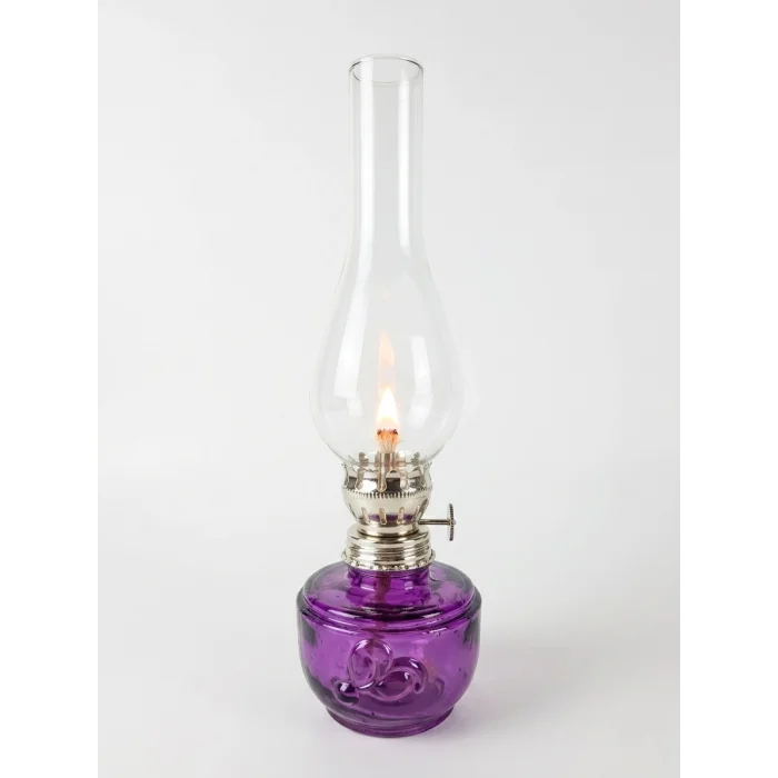 Dekoratif Ve Kullanılabilir Gaz Lambası Kücük Boy 24 Cm mor
