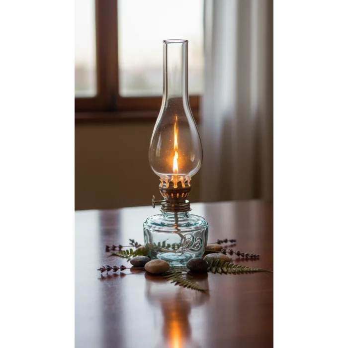 Dekoratif Ve Kullanılabilir Gaz Lambası Kücük Boy 24 Cm Şeffaf