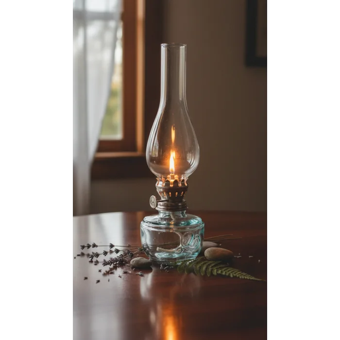 Dekoratif Ve Kullanılabilir Gaz Lambası Kücük Boy 24 Cm Şeffaf