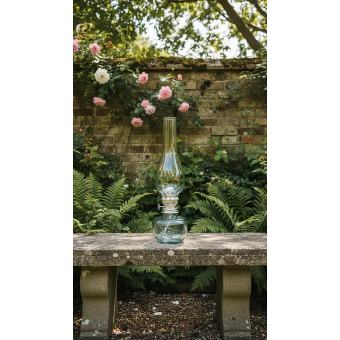 Dekoratif Ve Kullanılabilir Gaz Lambası Kücük Boy 24 Cm Şeffaf