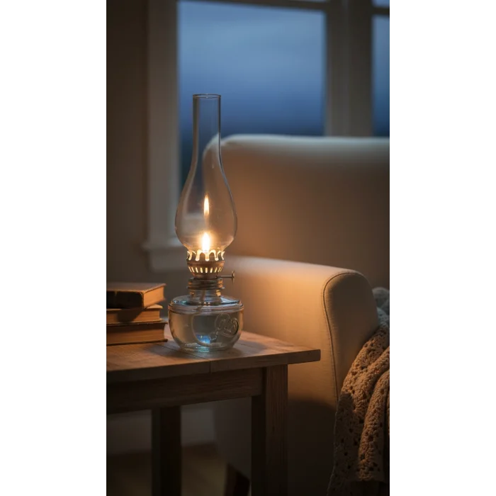 Dekoratif Ve Kullanılabilir Gaz Lambası Kücük Boy 24 Cm Şeffaf