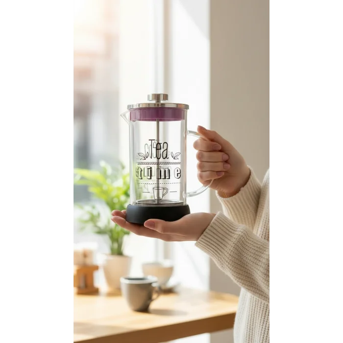 French Press - Filtre Kahve Ve Bitki Çayı Demliği 600 ml Siyah