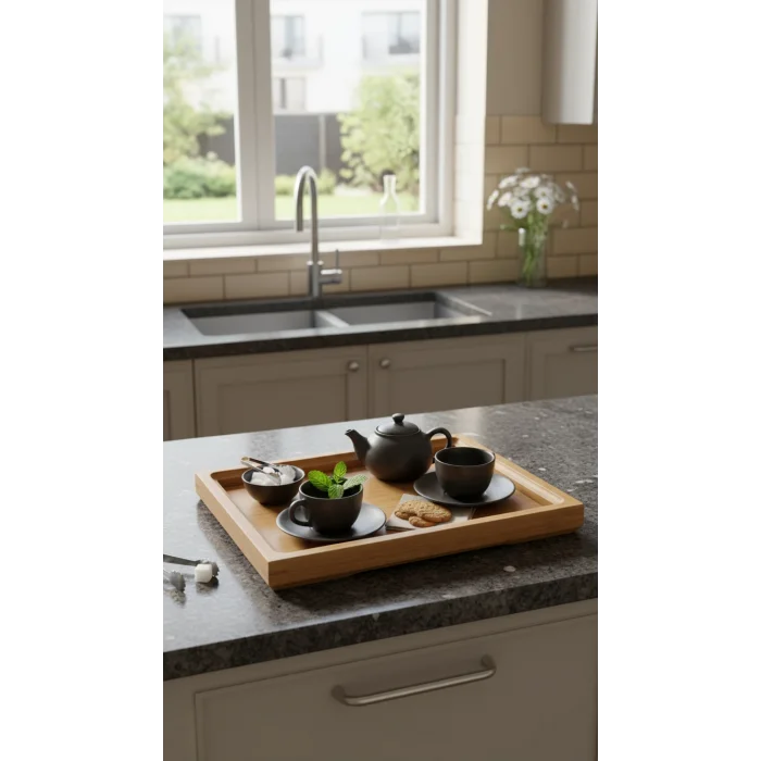 Tasarım bambu kare tepsi