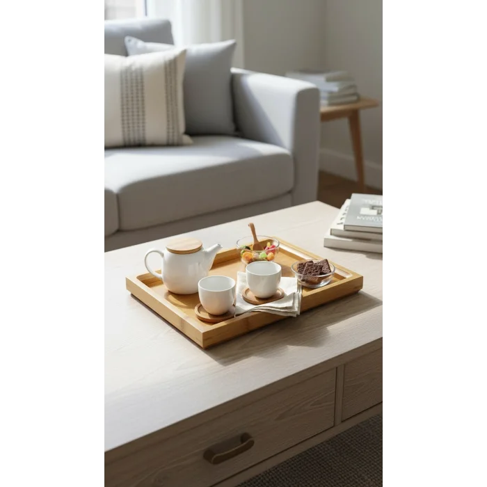 Tasarım bambu kare tepsi