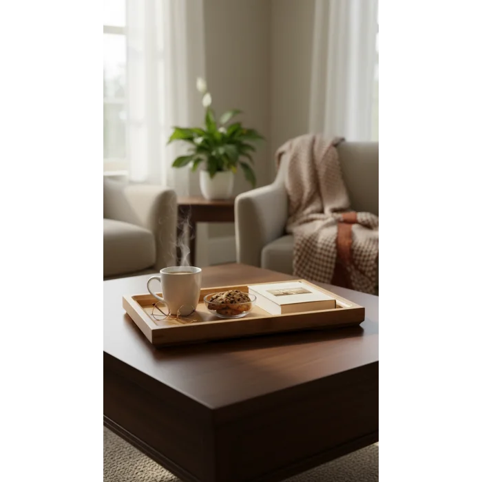 Tasarım bambu kare tepsi