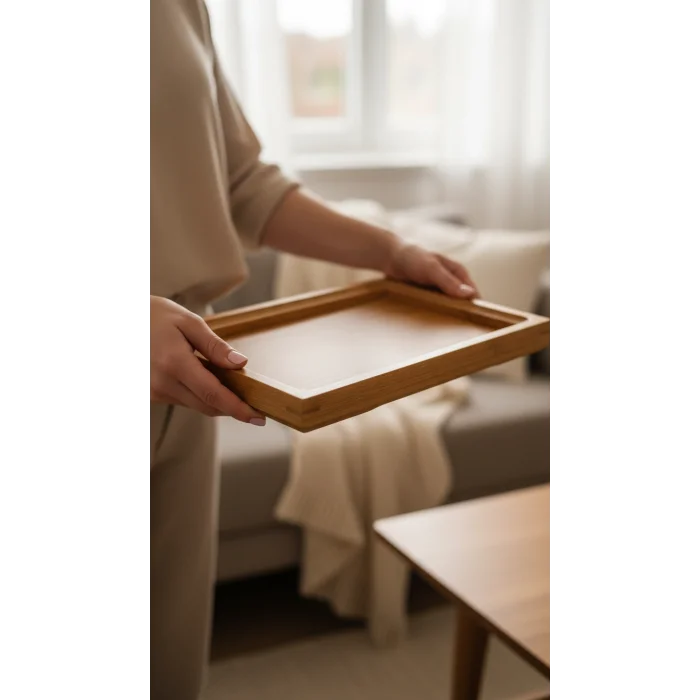 Tasarım bambu kare tepsi