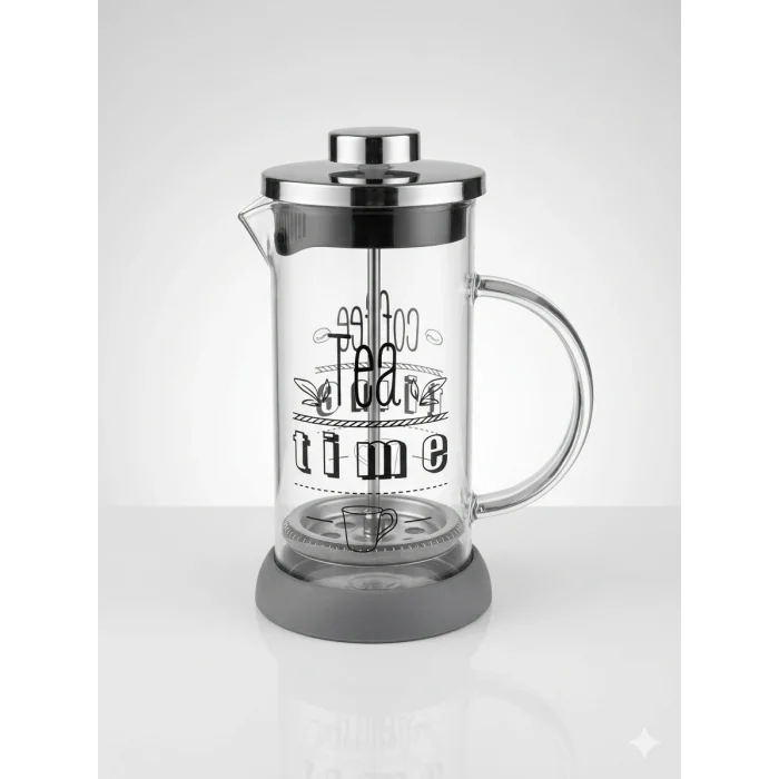 Tasarım French Press - Filtre Kahve Ve Bitki Çayı Demliği 350 ml Gri