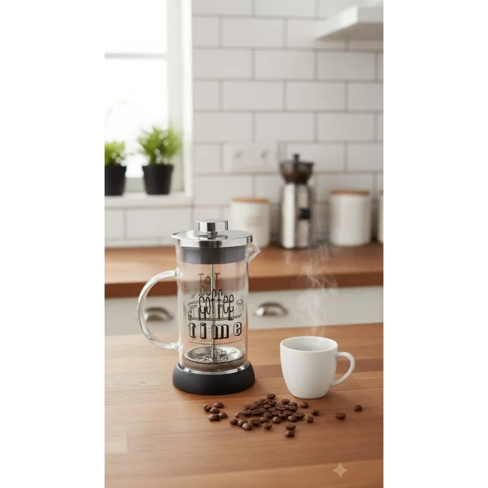 Tasarım French Press - Filtre Kahve Ve Bitki Çayı Demliği 350 ml Siyah