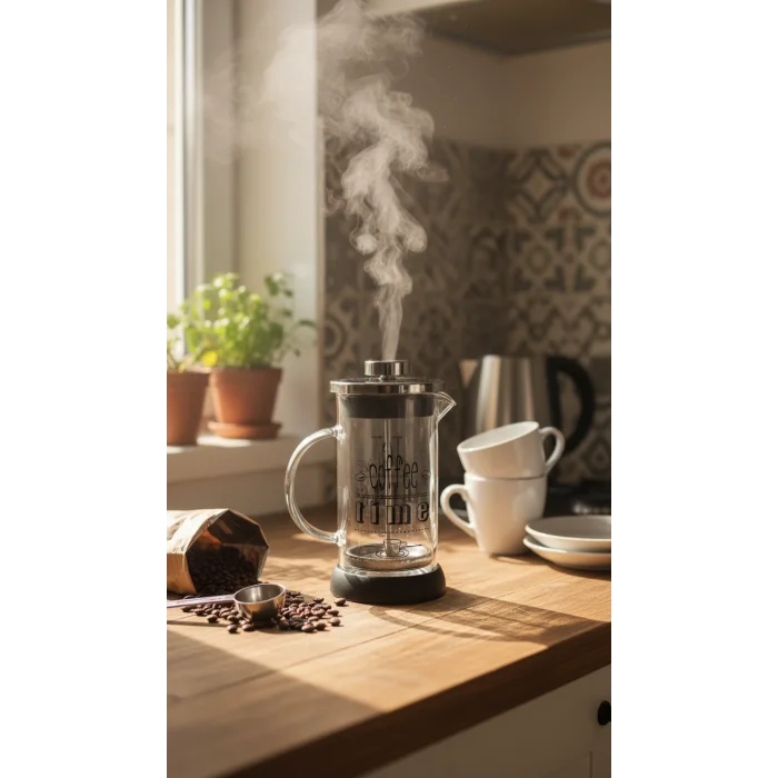 Tasarım French Press - Filtre Kahve Ve Bitki Çayı Demliği 350 ml Siyah