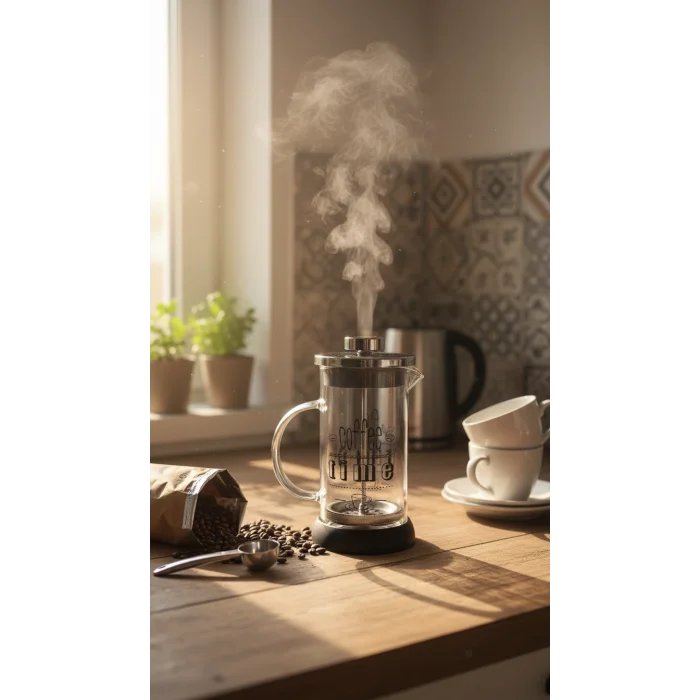 Tasarım French Press - Filtre Kahve Ve Bitki Çayı Demliği 350 ml Siyah