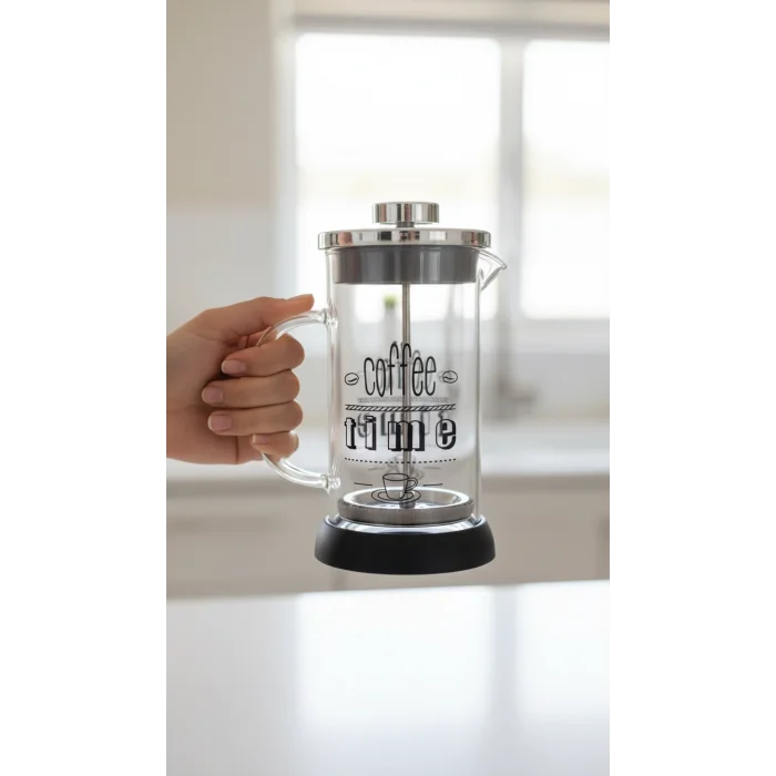 Tasarım French Press - Filtre Kahve Ve Bitki Çayı Demliği 350 ml Siyah