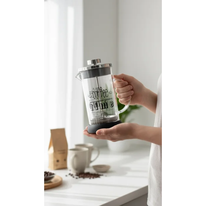 Tasarım French Press - Filtre Kahve Ve Bitki Çayı Demliği 350 ml Siyah