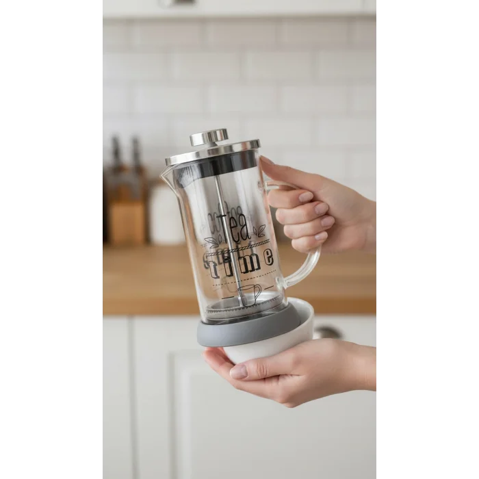 Tasarım French Press - Filtre Kahve Ve Bitki Çayı Demliği 350 ml Gri