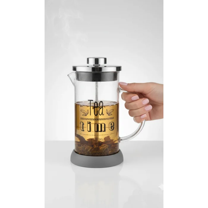 Tasarım French Press - Filtre Kahve Ve Bitki Çayı Demliği 350 ml Gri