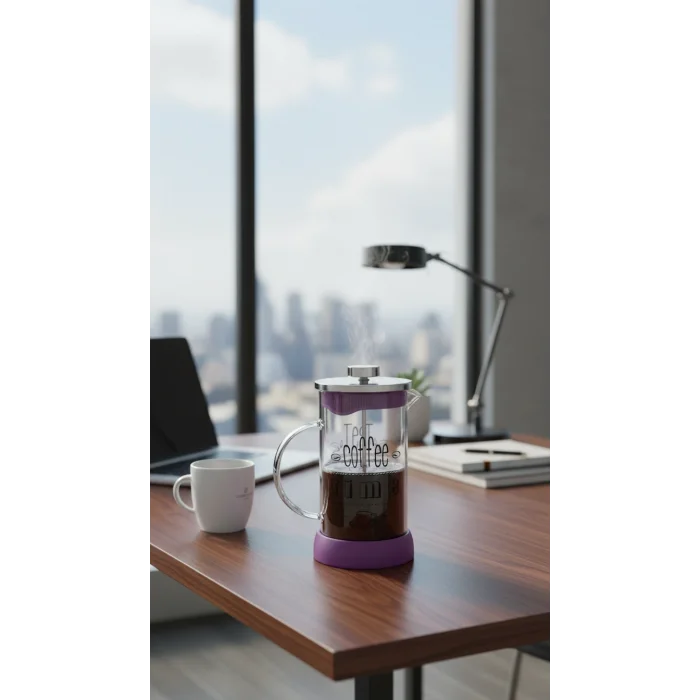 French Press - Filtre Kahve Ve Bitki Çayı Demliği 600 ml Mor