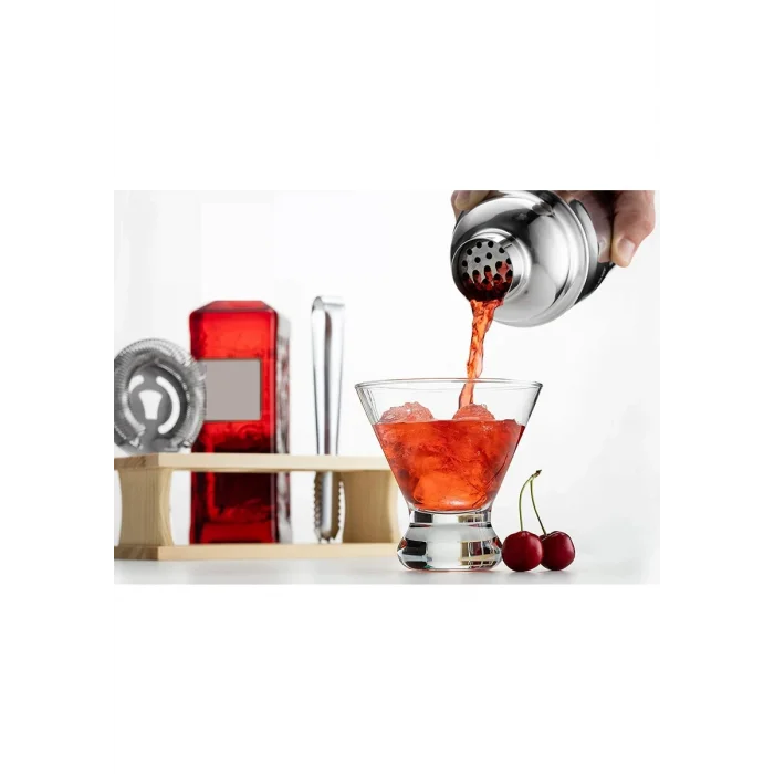 Shaker Kokteyl Set - 7 Parça 550 ml Shaker Coctail Set Bambu Standlı