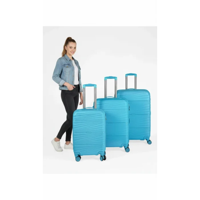 3’lü Valiz Bavul Seti Mavi – Darbelere Karşı Yüksek Koruma