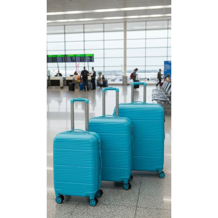 3’lü Valiz Bavul Seti Mavi – Darbelere Karşı Yüksek Koruma