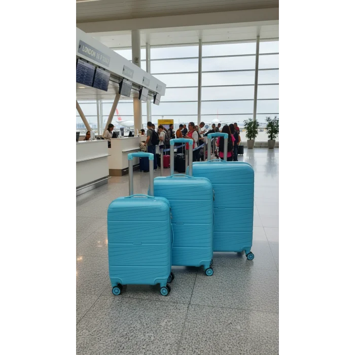 3’lü Valiz Bavul Seti Mavi – Darbelere Karşı Yüksek Koruma
