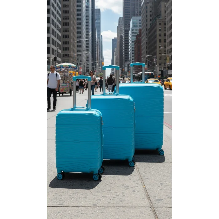 3’lü Valiz Bavul Seti Mavi – Darbelere Karşı Yüksek Koruma