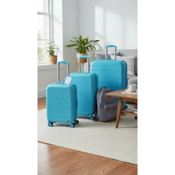 3’lü Valiz Bavul Seti Mavi – Darbelere Karşı Yüksek Koruma