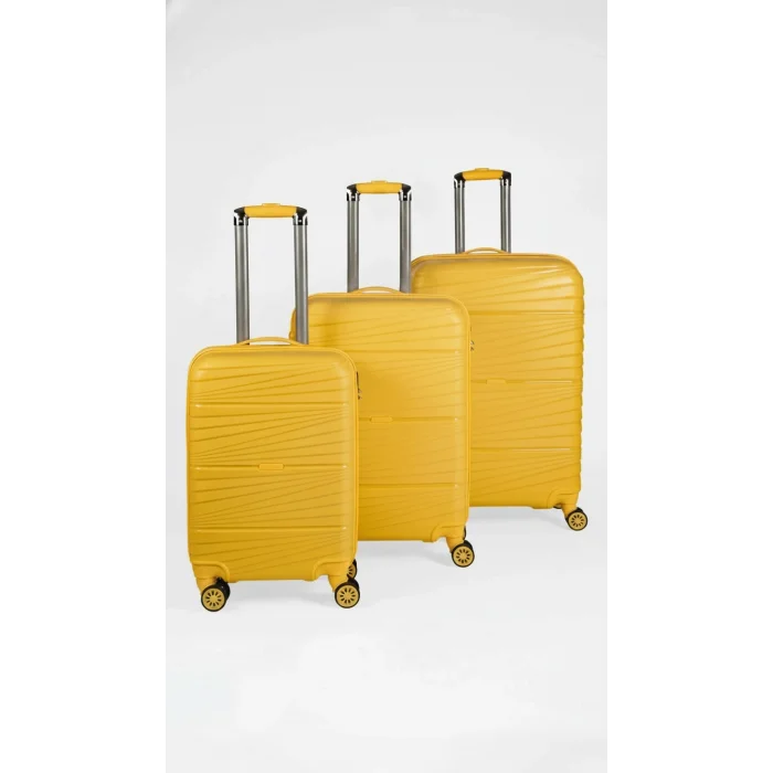 901 3lü Valiz Bavul Seti Sarı - Darbelere Karşı Yüksek Koruma