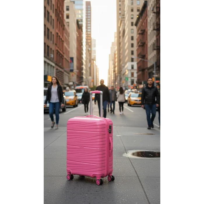 Premium Ultra Dayanıklı Kabin Boy Valiz - Pembe | %100 Saf PP Kırılmaz