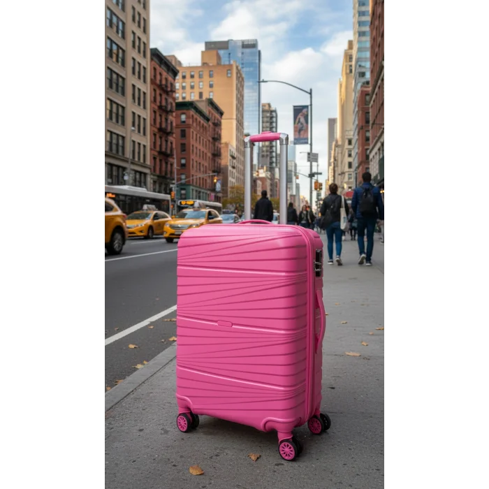 Premium Ultra Dayanıklı Kabin Boy Valiz - Pembe | %100 Saf PP Kırılmaz