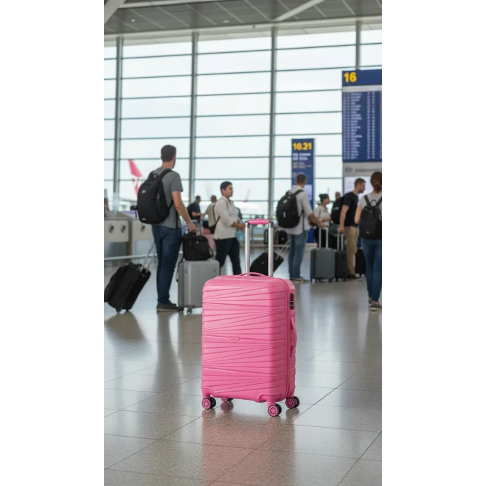 Premium Ultra Dayanıklı Kabin Boy Valiz - Pembe | %100 Saf PP Kırılmaz