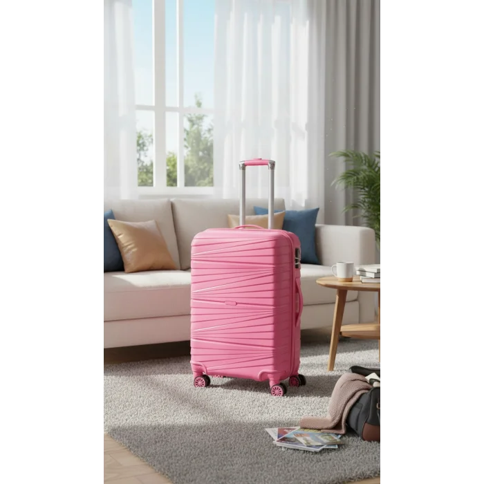 Premium Ultra Dayanıklı Kabin Boy Valiz - Pembe | %100 Saf PP Kırılmaz