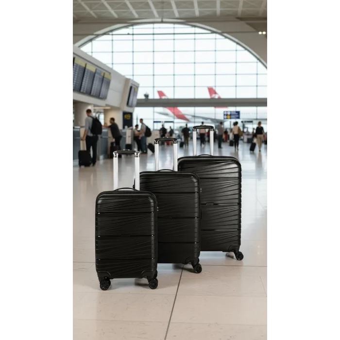 901 3lü Valiz Bavul Seti Siyah - Darbelere Karşı Yüksek Koruma