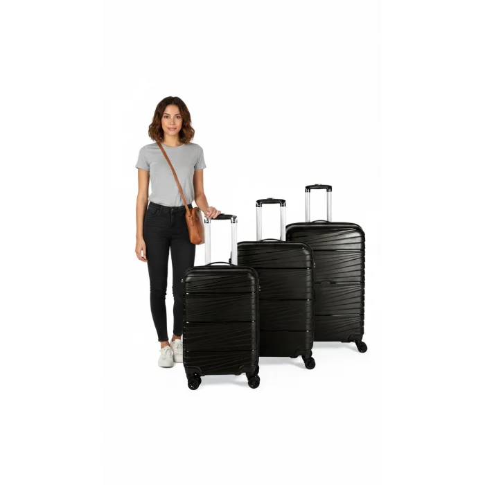 901 3lü Valiz Bavul Seti Siyah - Darbelere Karşı Yüksek Koruma