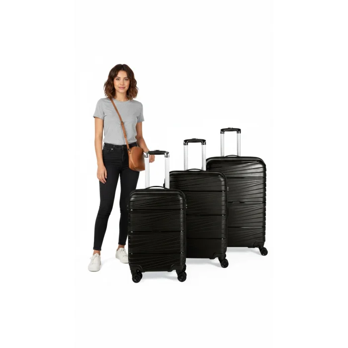 901 3lü Valiz Bavul Seti Siyah - Darbelere Karşı Yüksek Koruma