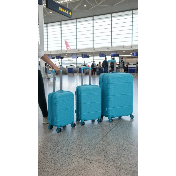 901 3lü Valiz Bavul Seti Turkuaz - Darbelere Karşı Yüksek Koruma