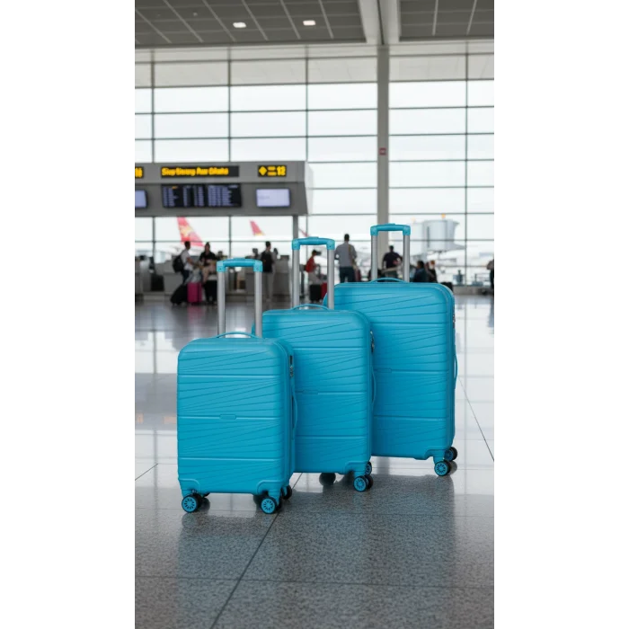 901 3lü Valiz Bavul Seti Turkuaz - Darbelere Karşı Yüksek Koruma