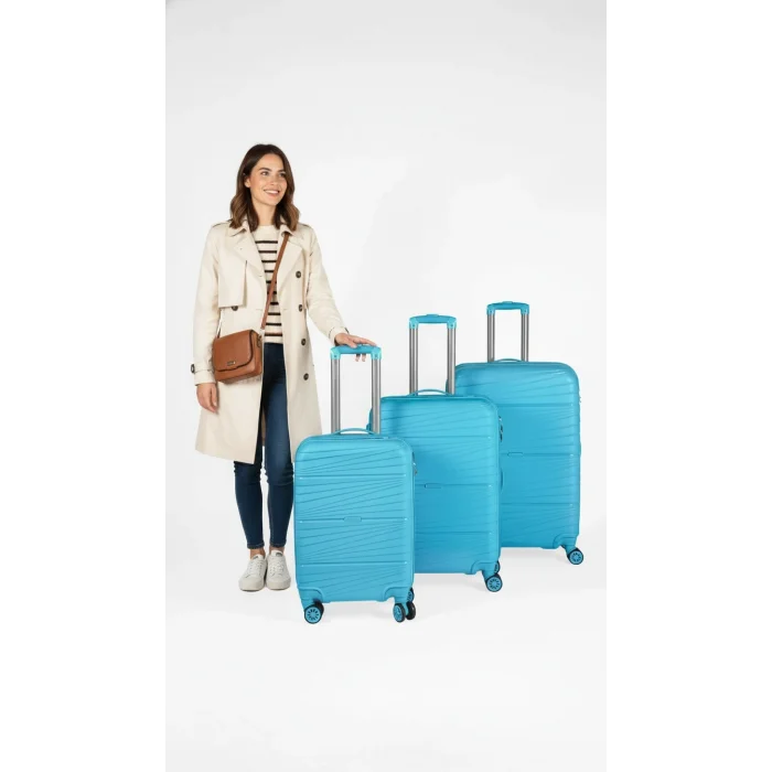 901 3lü Valiz Bavul Seti Turkuaz - Darbelere Karşı Yüksek Koruma