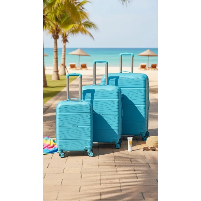 901 3lü Valiz Bavul Seti Turkuaz - Darbelere Karşı Yüksek Koruma