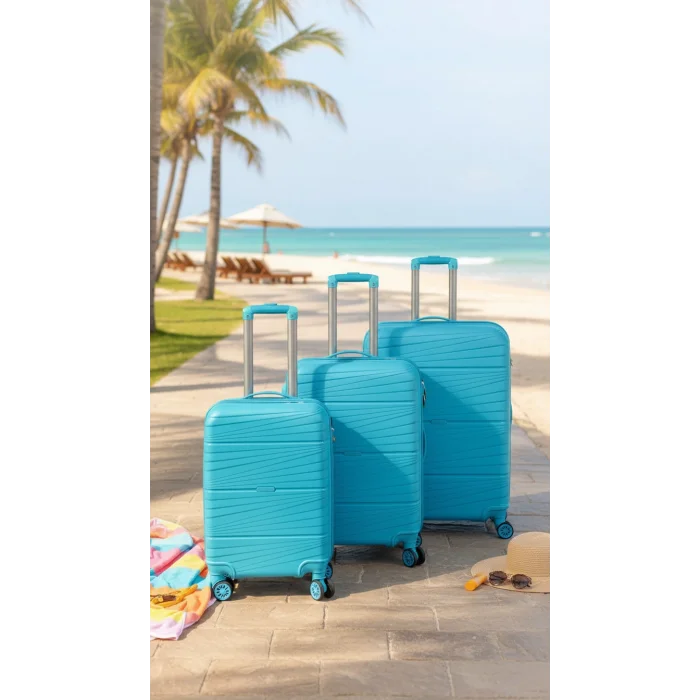 901 3lü Valiz Bavul Seti Turkuaz - Darbelere Karşı Yüksek Koruma