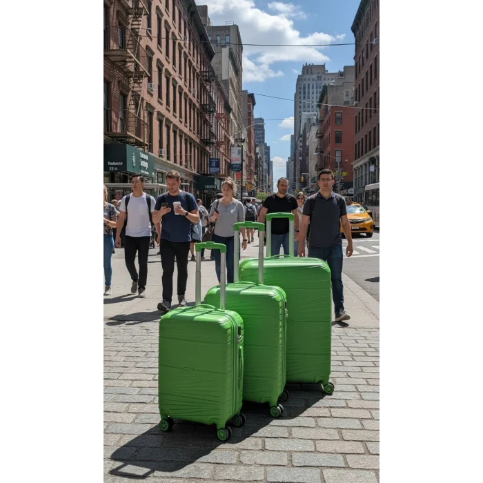 901 3lü Valiz Bavul Seti Yeşil - Darbelere Karşı Yüksek Koruma