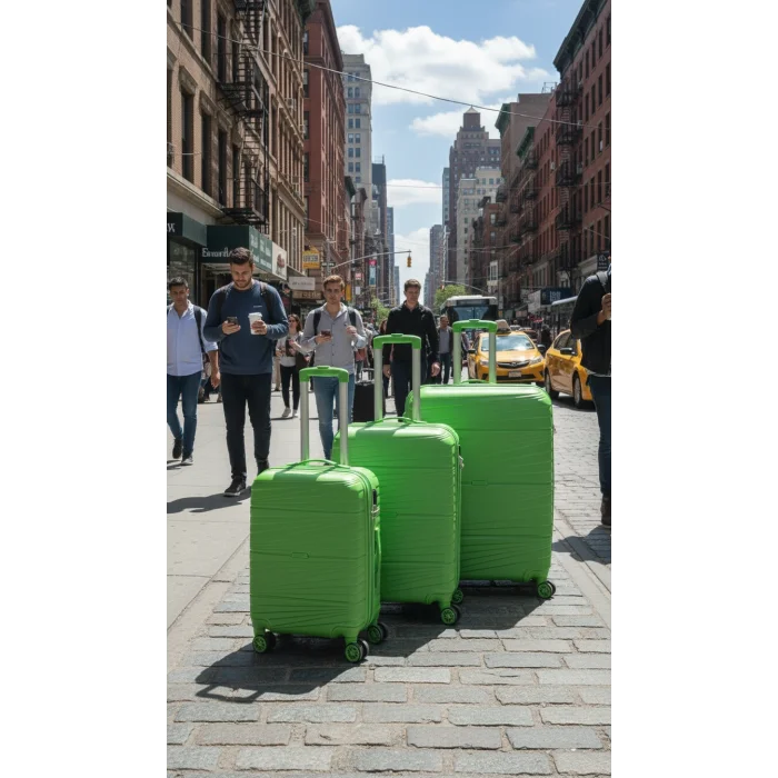 901 3lü Valiz Bavul Seti Yeşil - Darbelere Karşı Yüksek Koruma