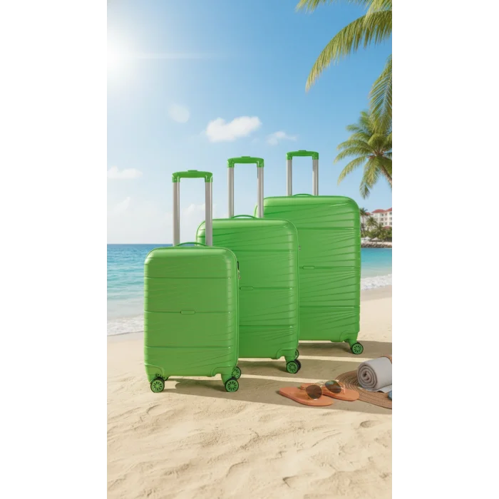 901 3lü Valiz Bavul Seti Yeşil - Darbelere Karşı Yüksek Koruma