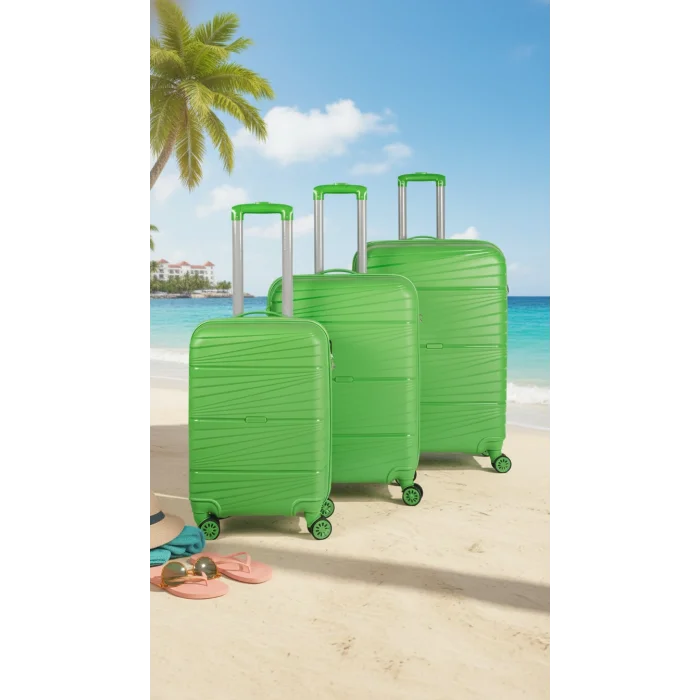 901 3lü Valiz Bavul Seti Yeşil - Darbelere Karşı Yüksek Koruma